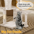BLKMTY 36" Cat Tree, Cat Tower Indoor Cats Condo Climber w/Scratching Post Cats Climbing Stand w/Plush Top Perch Playhouse Kitty Activity Trees w/Hammock, Beige