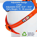 Pawtitas Recycled Reflective Step-in Dog Harness – Adjustable No-Pull Vest for Puppies to Seniors, Safe & Comfortable L Orange