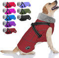 Doglay Dog Jacket Waterproof Dog Coat with Harness Built in, Christmas Puppy Winter Coat Reflective Turtleneck Puffer Snow Jackets for Small Medium Large Dogs