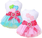 2 Pack Dog Clothes for Small Dogs Girls Cute Princess Puppy Dresses Tutu Pet Dress Outfit Female Dog Dresses Chihuahua Yorkie (XX-Small)