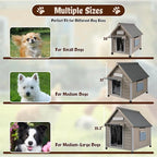 Dog House Outdoor Weatherproof,Wooden DogHouses for Medium Small Dogs, Indoor & Outdoor with Anti-Chewing Iron Frame, Ventilated Window, Easy Assemble, 26" L x 32" W x32 H