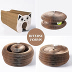 Kitty Kurlz Cat Toy Accordion Magic Organ Scratcher for Indoor Cats - Cardboard Interactive Ball Scratcher Pad, Reversible Kitten Enrichment Toy for Bored Cats
