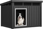 YITAHOME Plastic Dog House, Indoor & Outdoor Dog Kennel with Lift-Up Sloping Roof, Waterproof & Ventilated for Small to Medium Dogs, Easy to Clean Design, Black