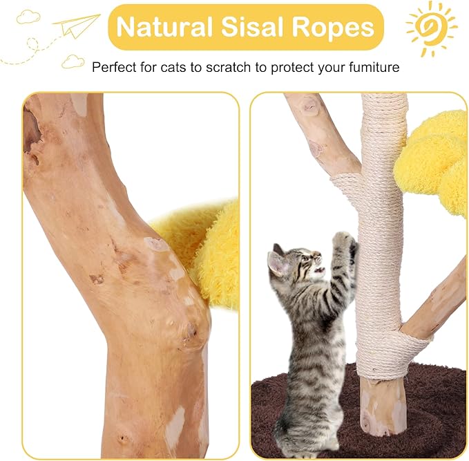 Generic Sunflower Cat Tree with Scratching Post Anti-Slip Climbing Frame Pet Bed Tower