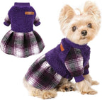 Dog Sweater Dog Clothes for Small Dogs Boy Girl Fall Puppy Dress Warm Fleece Chihuahua Yorkie Teacup Doggie Sweaters Dresses Doggy Sweater for Small Dogs Girl Cat Outfit, Purple, XXS