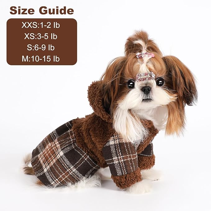 Dog Sweater Puppy Clothes for Small Dogs Boy Girl Pet Hoodies for Dogs Cold Weather Doggie Coats Fall Doggy Sweatshirt for Chihuahua Yorkie Cat Outfits (Brown, Medium)