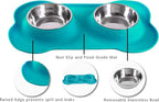Hubulk Pet Dog Bowls 2 Stainless Steel Dog Bowl with No Spill Non-Skid Silicone Mat + Pet Food Scoop Water and Food Feeder Bowls for Feeding Small Medium Large Dogs Cats Puppies (Extra Large, Green)