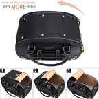 PetsHome Dog Carrier Purse, Pet Carrier, Waterproof Premium Leather Pet Travel Portable Bag Carrier for Cat and Small Dog Home & Outdoor Medium Black