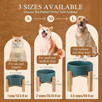 LIONWEI LIONWELI Ceramic Raised Dog Bowls, Medium - Set of 2 - Non Slip Wood Stand - Anti Vomiting - 850 ml - White