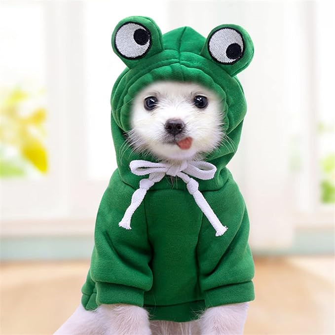 Warm Dog Winter Clothes Cute Fruit Dog Coat Hoodies Fleece Pet Dogs Costume Jacket for French Bulldog Chihuahua Ropa para Perro(Green,M)