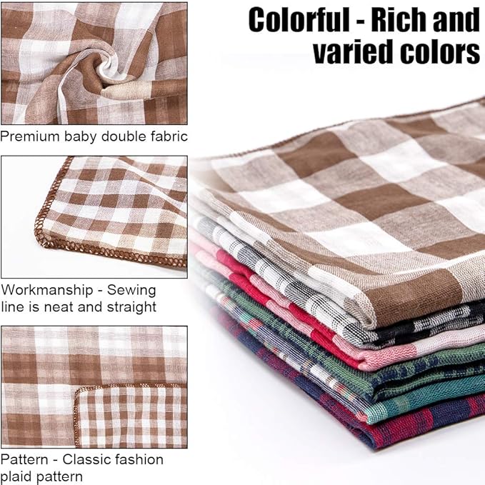 Christmas Dog Bandanas, 6PCS Plaid Holiday Dog Bandanas for Boy Girl, Washable Reversible Cotton Bibs Scarf, Adjustable Square Pet Kerchief Birthday Christmas Gift for Small to Large Dogs Puppy Cats