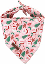 Christmas Dog Bandana–Christmas Red & Green Plaid Triangle Scarf for Small Medium Large Dogs, Soft Cotton Pet Bib for Winter & New Year, Adjustable Dog Kerchief