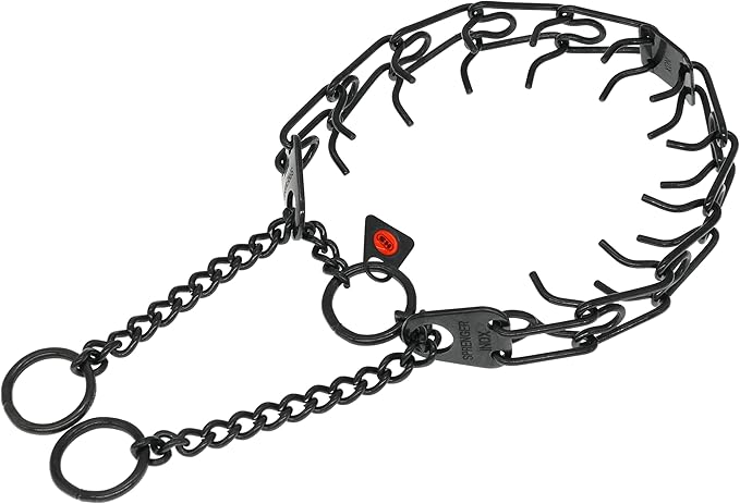 Herm Sprenger Black Stainless Steel Dog Prong Collar with Easy On Assembly Chain Professional Training Pinch Collar for Small Medium Large Dogs Made in Germany (17in X 2.25mm (Neck Size up to 13in))