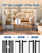 BFNN Free Standing Dog Gate, 16.5" Short Pet Gate for Stairs and Doorways, Up to 48" Wide Foldable Puppy Fence, Indoor & Outdoor Use, No Drilling and No Assembly, for Small & Toy Dogs, Black