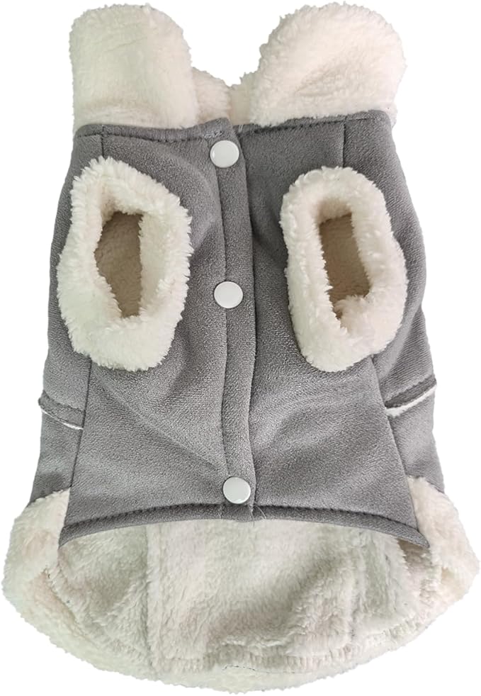Jecikelon Bowtie Dog Cold Weather Coat Fleece Lining Warm Pet Puppy Turtleneck Dogs Winter Clothes for Small Dogs with D-Ring (Gray, Medium)