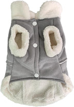Jecikelon Bowtie Dog Cold Weather Coat Fleece Lining Warm Pet Puppy Turtleneck Dogs Winter Clothes for Small Dogs with D-Ring (Gray, Medium)