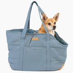Plush Dog Purse Carrier for Small Dogs, Soft Dog Tote Bag with Safety Harness Clip, Cozy Pet Carrier for Dogs Under 15 lbs, Comfortable Dog Shoulder Carrier for Travel, Light Blue