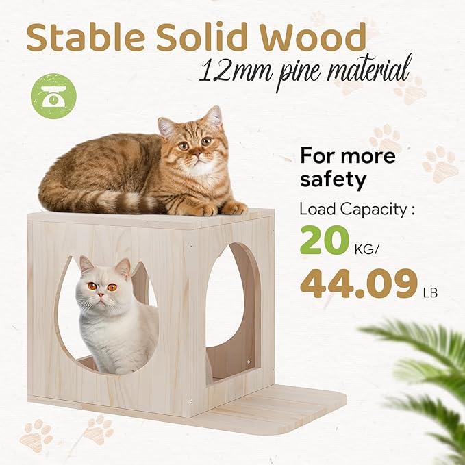 Cat Wall Furniture 11.8 Inch Cat Wall Steps for Wall Mounted Cat Wall Floating Ladder Cat Stairs for Scratching Wooden Cat Climbing Shelves with Hemp Rope for Indoor Cats or Kitty, 2 Pcs