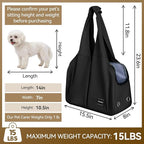 Dog Purse Carrier, Small Dog Cat Puppy Outdoor Portable Bag, Foldable Breathable 3‑Speed Zipper Access Pet Travel Bag with Large-Capacity Pockets, 15 lbs Capacity,Black