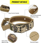 Tactical Dog Collar with Handle - Military Adjustable Dog Training Collar Soft Nylon and Heavy Duty Metal Buckle for Medium Large Dogs - with Patch (Camo with Patch, Large)