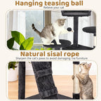 BestOffice 54 Inch Cat Tree, Multi-Level Cat Tower with Condo, Perches, Sisal Scratching Posts, Climbing Ladder,Indoor Activity Center Play House for Kittens & Adult Cats, Dark Gray