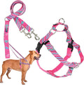 2 Hounds Design - Freedom No-Pull Harness & Training Leash in Pink and Blue | Dual Leash Loops, No Pulling on Walks | Lined to Prevent Chaffing | for Large Sized Dogs (Size M, Chest 24”- 28”)