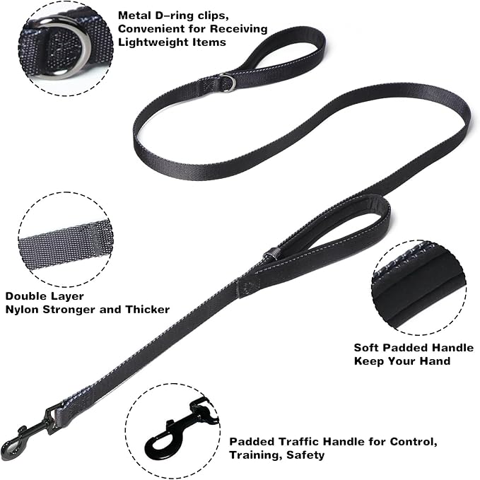 Prong Collar for Dogs,Dog Training Collar with One Professional Training Leash,Adjustable Pinch Collar with Quick Release Metal Buckle, No Pull Choke Collar for Small Medium Large Dogs（Silver, XL）.