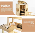 Corner Cat Tree for Automatic Litter Box, 61'' Tall Wood Cat Tower for Self Cleaning Litter Box, Cats Tree for Indoor Cats Large Adult, 6-Level Solid Wood Cat Furnitue w/12Pcs Scratching Post