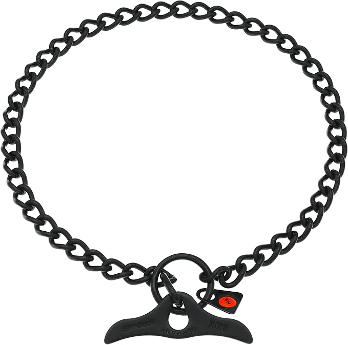 Herm Sprenger Black Stainless Steel Dog Training Collar with Toggle and Round Links Dog Chain for Small Medium Large Dogs Made in Germany (24in (Neck Size up to 22in))