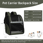 Cat Backpack Carrier for Small Dogs and Medium cat Puppy Kitten Bunny Pet Carrier Backpack Collapsible with Fully Ventilated Mesh with Safety Leash (DarkGreen, 12.9" L x 10.62" W x 15.5" H - M)