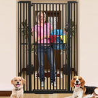 71 Inch Extra Tall Pet Gate for Cats, 29.5-43" Adjustable Wide Dog Gates, Pressure Mounted Walk Through Tall Cat Gate for Doorways,Hallway,Stairs,House（Black）