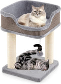 PETSITE 20 inch Small Cat Tree, Modern Cat Tree with Top Soft Upholstered Bed, Sisal Scratching Posts & Mats, and Interactive Dangling Ball, Ideal for Small Indoor Cats and Kittens