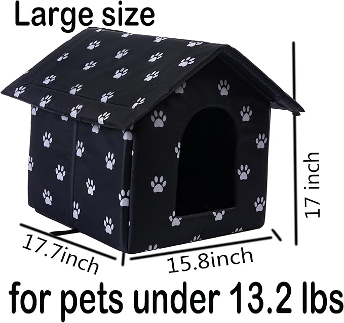 Cat Houses for Outdoor Cats Outdoor Houses for Feral Cats House with Weatherproof Canvas Roof Stray Shelter (Large cat Houses, Black pet House)