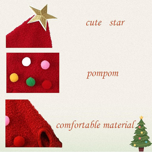 1PC Dog Christmas Day Costume - Dog Cat Christmas Day Pet Hat Adjustable Headpiece Hat with Star and Pompoms Pet Red Costume Soft Cute Hat for Dogs