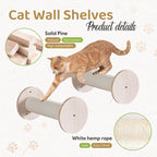 Cat Wall Furniture 11.8 Inch Cat Wall Steps for Wall Mounted Cat Wall Floating Ladder Cat Stairs for Scratching Wooden Cat Climbing Shelves with Hemp Rope for Indoor Cats or Kitty, 2 Pcs