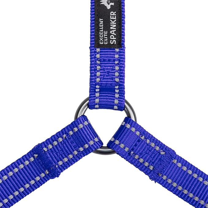 EXCELLENT ELITE SPANKER No Pull Dog Harness Reflective Nylon Vest L-Shaped Adjustable Easy Pet Harness for Small Medium Large Breeds Dogs Walking Training Black Red(Blue-L)