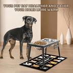Metal Raised Dog Bowl Stand for Large and Medium Dogs, Elevated Dog Bowls with Sprill Proof Mat ＆ Slow Feeder, Pet Food Bowls 10" Tall Dogs Feeder (58OZ-Stainless Steel Pet Bowl, Mat-16x24in)
