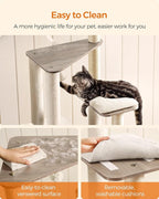 Feandrea Cat Tree, 64.6-Inch Modern Cat Tower, Multi-Level Condo with 5 Scratching Posts, Perch, Washable Removable Cushions, Cave, Heather Greige UPCT166G01