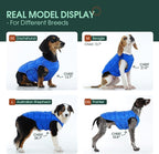 Kuoser Dog Puffer Jacket Warm Dog Coat for Extra Large Dogs, Windproof Reflective Pet Padded Vest Cold Weather Clothes Puppy Snowsuit with Hook & Loop Coats, Easy On/Off, Blue 2XL