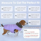 Dog Winter Coat, Waterproof Dog Jacket with Leash Hole, Reflective Adjustable Pet Snow Vest, Warm Fleece Sweater for Small Medium Large Dogs - Light Purple, 3XL