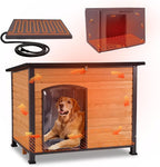 GUTINNEEN Large Heated Dog House Outdoor Insulated Dog House Weatherproof Dog Kennel with Thermostat-Controlled Heating Pad, 6-Sided Thermal Liner, Chew-Proof Metal Frame for Large Dog Breeds