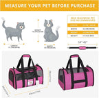 Airline Approved Cat Carrier, Soft-Sided Pet Travel Carrier for Cats and Small Dogs up to 15lbs, TSA Approved Under Seat Carrier with Collapsible Bowl, 17x12x11 Inch, Red