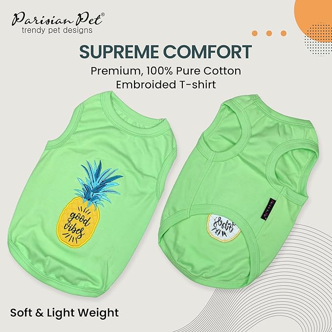 Parisian Pet Dog Shirt – 100% Cotton Shirts for Large Dogs – Tropical Sleeveless Pet Vest – Lightweight and Breathable Dogs Apparel – Cute Dog Clothes - Stretchy T Shirts for Pets