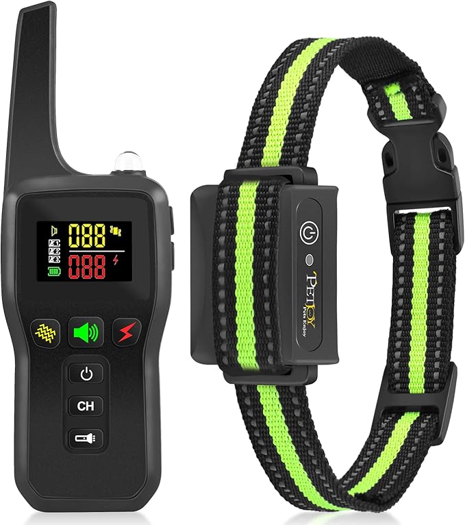 PetJoy Dog Bark Collar with Remote, Bark and Training Collar 2-in-1, Auto Bark Collar with Safe Shock (Level 1-100), Vibration (Level 1-100), Auto Mode (Sensitivity 1-5) and Beep