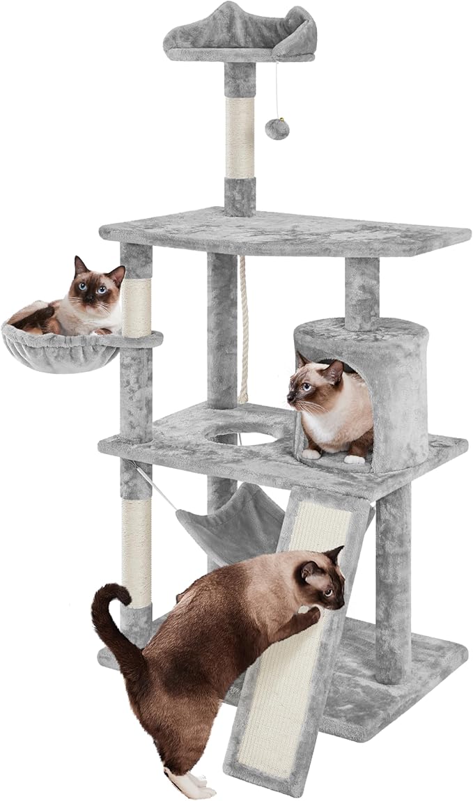 Topeakmart Cat Tower for Indoor Cats 63.5inch, Cat Furniture Condo with Scratching Posts as Kitten Activity Center