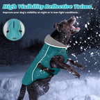 EMUST Dog Coat for Winter, Cozy Winter Jackets for Small/Medium/Large Dogs, Solid Color Dog Apparel for Cold Weather with Fleece Lining, Turquoise, XXXL