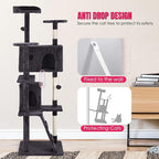 24/7 Shop at Home Court 70 inch Multi-Level Cute Cat Tree Tower with Dangling Ball and Scratching Posts for Indoor Cats Adults, Kitten Supplies, Pet House, Ash Gray