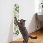 Wall Mounted Cat Scratching Board - Skateboard Style, Replaceable Scratch Mat, for Indoor Cats (24x6 Inches, Green Flowers)