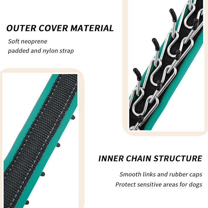 Martingale No Pull Dog Collar for Large Medium Small Dogs, Heavy Duty Nylon Reflective Adjustable Anti Pull Slip Collar with Buckle for Training Walking S Black Green