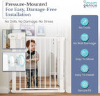 Pressure Mounted Baby Gate for Stairs, Extra Wide 29-40.5 Inch Adjustable, Auto-Close, Double Lock, 29.9" Tall Metal Dog Gates for Doorways, Kitchen & Hallways, CPC & CE Certified, White